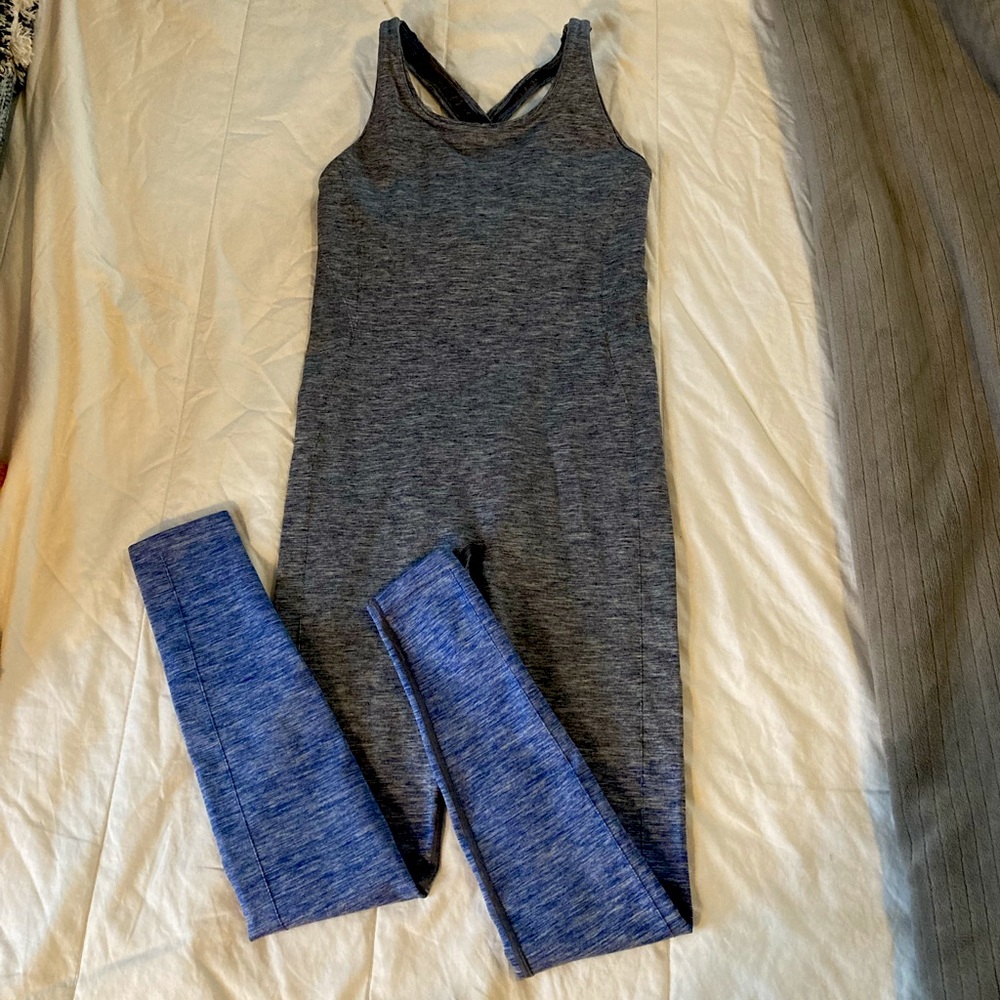 lululemon athletica Gray & Blue One-Piece Jumpsuit/Leggings